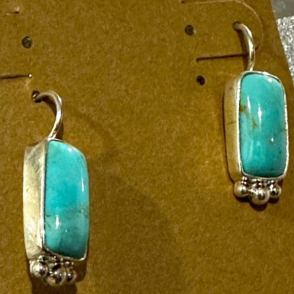 Authentic Turquoise and Sterling Silver Drop Earrings - Picture 5 of 5